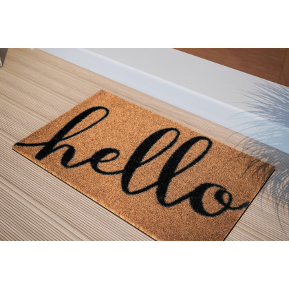 BLNK - Harbold Coir Indoor-Outdoor Doormat with Hello Message and Non-Slip Backing