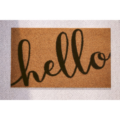 BLNK Harbold Coir Indoor-Outdoor Doormat with Hello Message and Non-Slip Backing - Natural