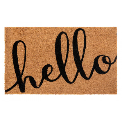 BLNK Harbold Coir Indoor-Outdoor Doormat with Hello Message and Non-Slip Backing - Natural