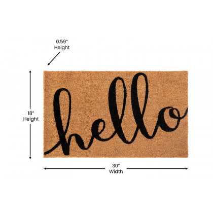 BLNK Harbold Coir Indoor-Outdoor Doormat with Hello Message and Non-Slip Backing - Natural
