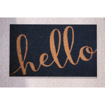 BLNK Harbold Coir Indoor-Outdoor Doormat with Hello Message and Non-Slip Backing - Navy