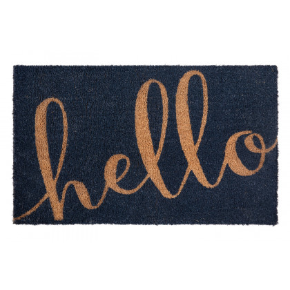 BLNK Harbold Coir Indoor-Outdoor Doormat with Hello Message and Non-Slip Backing - Navy