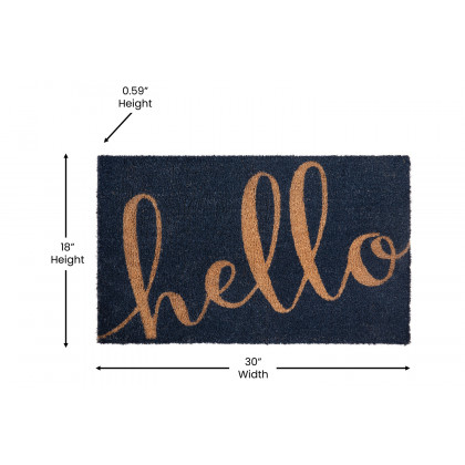 BLNK Harbold Coir Indoor-Outdoor Doormat with Hello Message and Non-Slip Backing - Navy