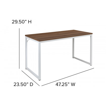 BLNK Tiverton Commercial Industrial Modern Office Computer Desk - Walnut/White