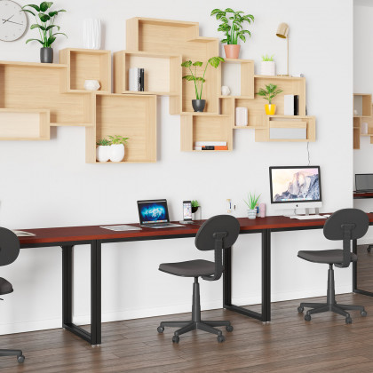 BLNK Kimberly Industrial Style Commercial Computer Desk - Mahogany