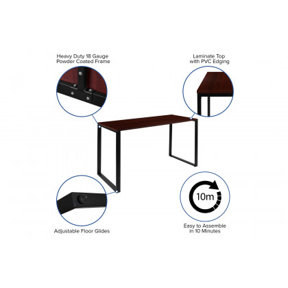 BLNK Kimberly Industrial Style Commercial Computer Desk - Mahogany