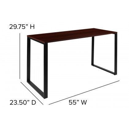 BLNK Kimberly Industrial Style Commercial Computer Desk - Mahogany