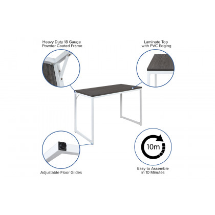 BLNK Tiverton Commercial Industrial Modern Office Computer Desk - Rustic Gray/White