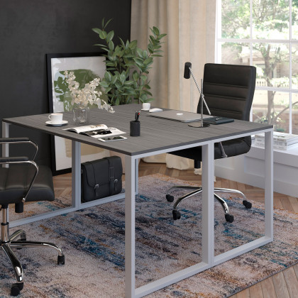 BLNK Kimberly Industrial Style Commercial Computer Desk - Rustic Gray