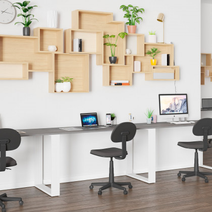 BLNK Kimberly Industrial Style Commercial Computer Desk - Rustic Gray