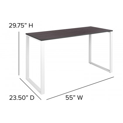 BLNK Kimberly Industrial Style Commercial Computer Desk - Rustic Gray