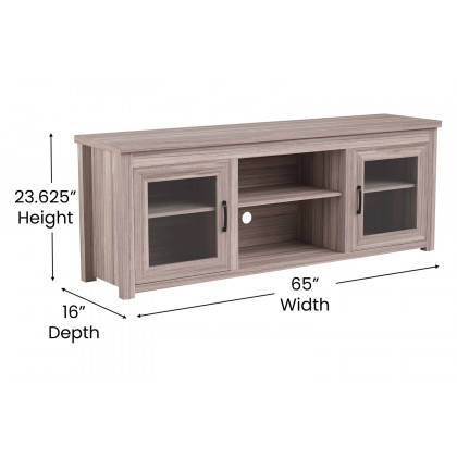 BLNK Sheffield Classic TV Stand up to 80" TVs - Finish with Full Glass Doors - Gray Wash Oak