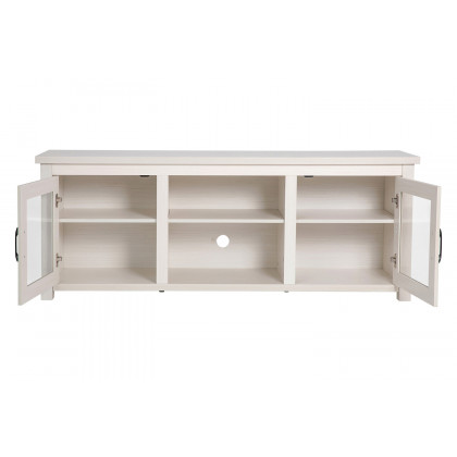 BLNK Sheffield Classic TV Stand up to 80" TVs - Finish with Full Glass Doors - Modern White Wash