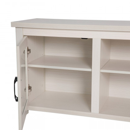 BLNK Sheffield Classic TV Stand up to 80" TVs - Finish with Full Glass Doors - Modern White Wash