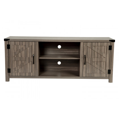 BLNK Charlotte Modern Farmhouse Barn Door TV Stand for TV's up to 65" - 59" Entertainment Center with Adjustable Shelf - Gray Wash Oak