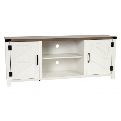 BLNK Charlotte Modern Farmhouse Barn Door TV Stand for TV's up to 65" - 59" Entertainment Center with Adjustable Shelf - White