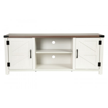 BLNK Charlotte Modern Farmhouse Barn Door TV Stand for TV's up to 65" - 59" Entertainment Center with Adjustable Shelf - White