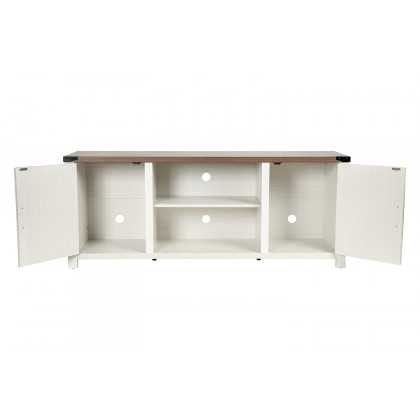 BLNK Charlotte Modern Farmhouse Barn Door TV Stand for TV's up to 65" - 59" Entertainment Center with Adjustable Shelf - White