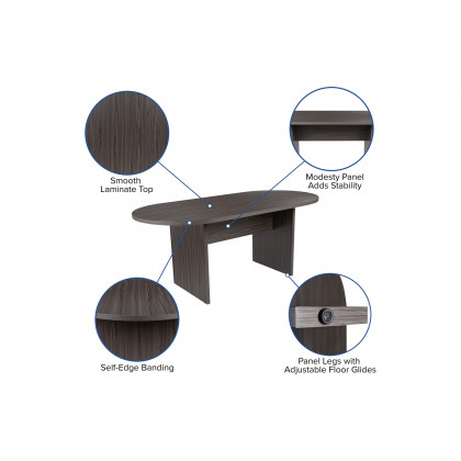 BLNK Jones Oval Conference Table - Rustic Gray