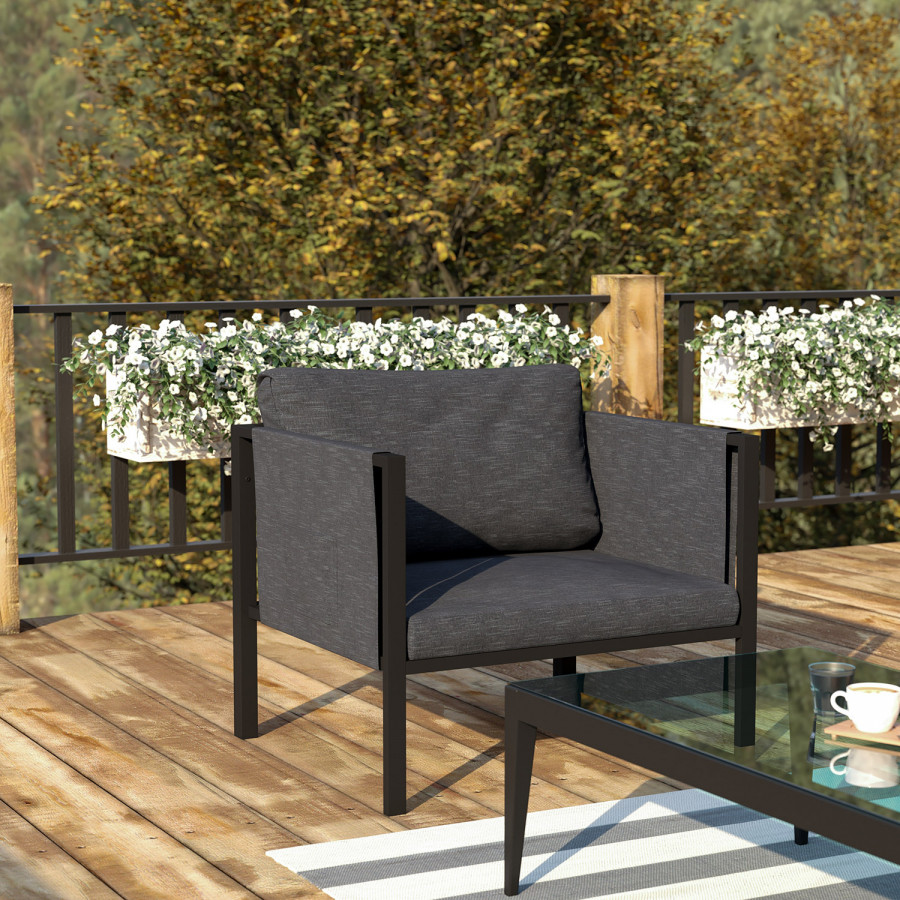 BLNK - Lea Indoor-Outdoor Steel Framed Patio Chair with Cushions