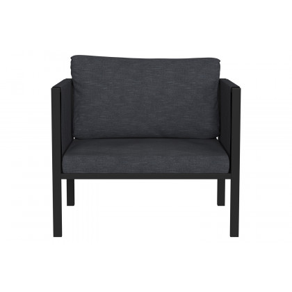 BLNK Lea Indoor-Outdoor Steel Framed Patio Chair with Cushions - Charcoal