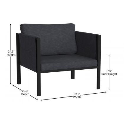 BLNK Lea Indoor-Outdoor Steel Framed Patio Chair with Cushions - Charcoal