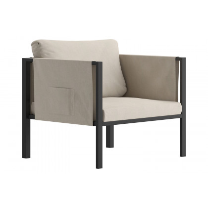 BLNK Lea Indoor-Outdoor Steel Framed Patio Chair with Cushions - Beige