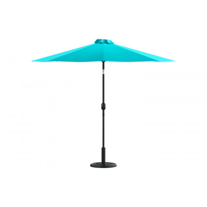 BLNK Sunny Round Umbrella with Crank and Tilt Function and Standing Umbrella Base - Teal