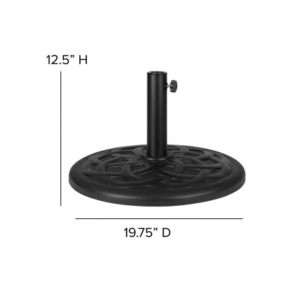 BLNK Sunny Round Umbrella with Crank and Tilt Function and Standing Umbrella Base - Teal