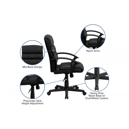 BLNK - Lane LeatherSoft Mid-Back Swivel Task Office Chair with Arms
