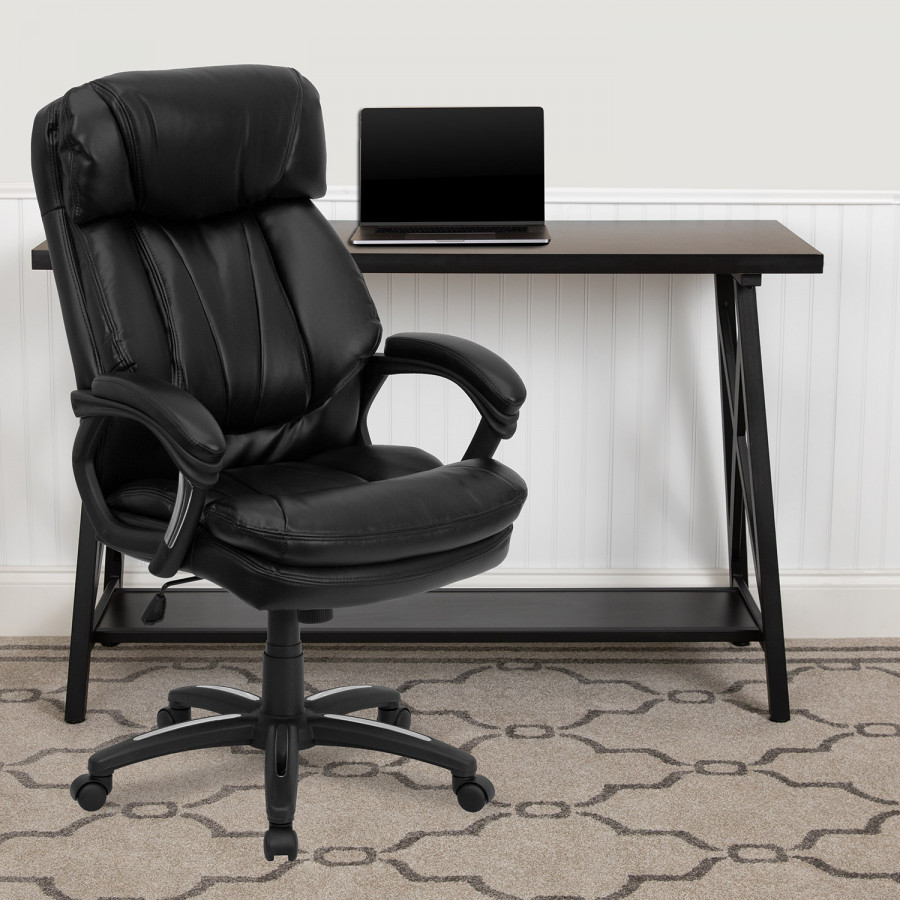 BLNK - Iris LeatherSoft High-Back Executive Swivel Ergonomic Office Chair with Plush Headrest, Extensive Padding and Arms
