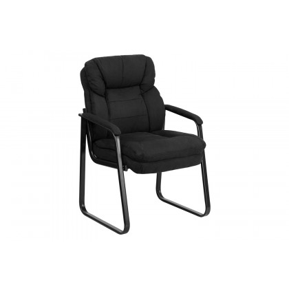 BLNK - Isla Microfiber Executive Side Reception Chair with Lumbar Support and Sled Base