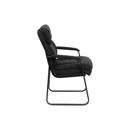 BLNK Isla Microfiber Executive Side Reception Chair with Lumbar Support and Sled Base - Black