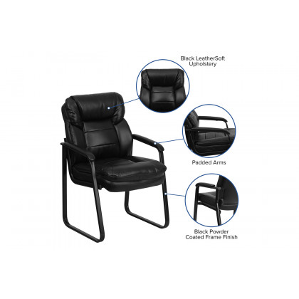 BLNK - Isla LeatherSoft Executive Side Reception Chair with Lumbar Support and Sled Base