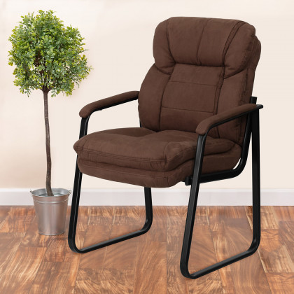 BLNK - Isla Microfiber Executive Side Reception Chair with Lumbar Support and Sled Base