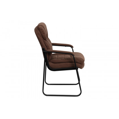 BLNK Isla Microfiber Executive Side Reception Chair with Lumbar Support and Sled Base - Brown