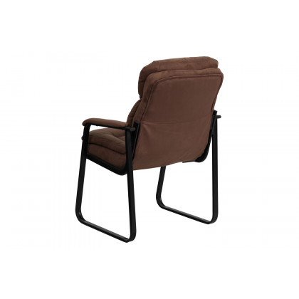 BLNK Isla Microfiber Executive Side Reception Chair with Lumbar Support and Sled Base - Brown