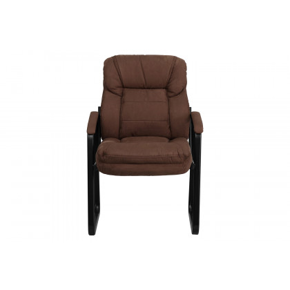 BLNK Isla Microfiber Executive Side Reception Chair with Lumbar Support and Sled Base - Brown