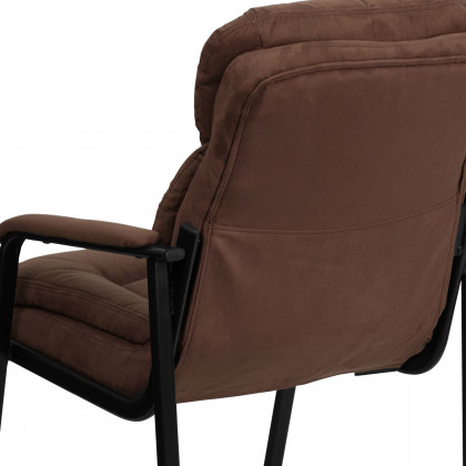 BLNK Isla Microfiber Executive Side Reception Chair with Lumbar Support and Sled Base - Brown