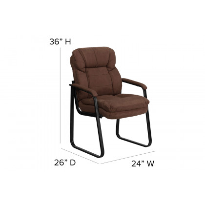 BLNK Isla Microfiber Executive Side Reception Chair with Lumbar Support and Sled Base - Brown