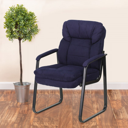 BLNK - Isla Microfiber Executive Side Reception Chair with Lumbar Support and Sled Base