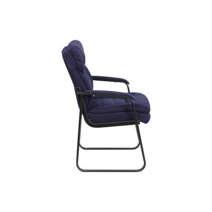BLNK Isla Microfiber Executive Side Reception Chair with Lumbar Support and Sled Base - Navy