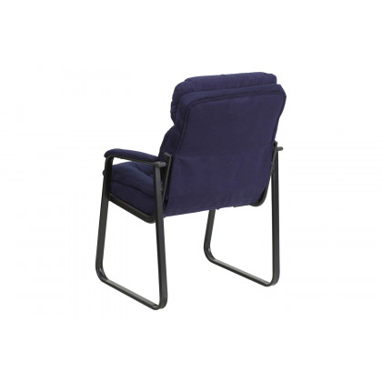 BLNK Isla Microfiber Executive Side Reception Chair with Lumbar Support and Sled Base - Navy