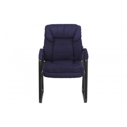 BLNK Isla Microfiber Executive Side Reception Chair with Lumbar Support and Sled Base - Navy