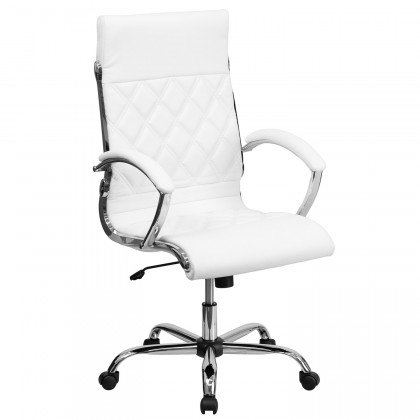 BLNK - Merideth LeatherSoft High-Back Designer Quilted Executive Swivel Office Chair with Chrome Base and Arms