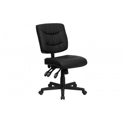 BLNK Cole LeatherSoft Mid-Back Black Multifunction Swivel Ergonomic Task Office Chair