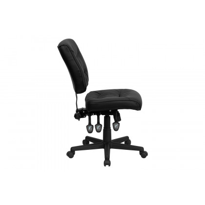 BLNK Cole LeatherSoft Mid-Back Black Multifunction Swivel Ergonomic Task Office Chair