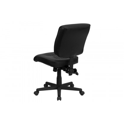 BLNK Cole LeatherSoft Mid-Back Black Multifunction Swivel Ergonomic Task Office Chair