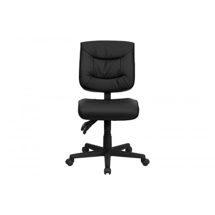 BLNK Cole LeatherSoft Mid-Back Black Multifunction Swivel Ergonomic Task Office Chair