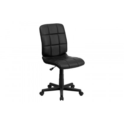 BLNK Clayton Vinyl Mid-Back Quilted Swivel Task Office Chair - Black